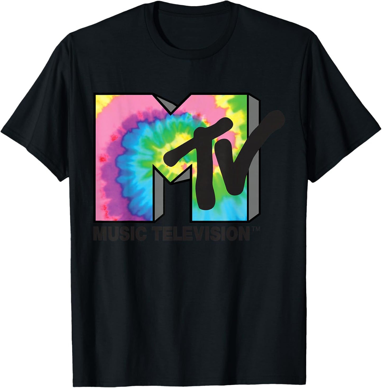 MTV Logo Rainbow Tie-dye T-Shirt - T-Shirt | Black