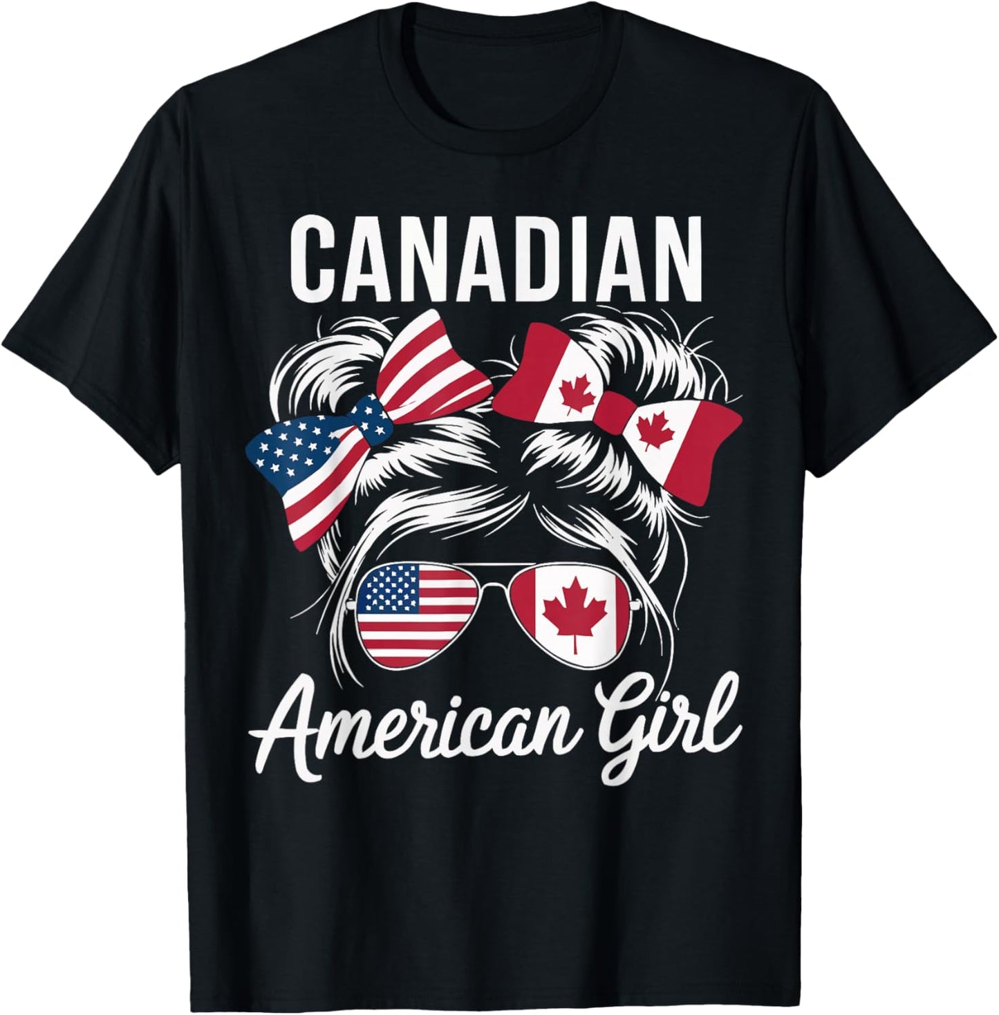 Half American Half Canadian USA Flag Canada America T-Shirt - T-Shirt | Black