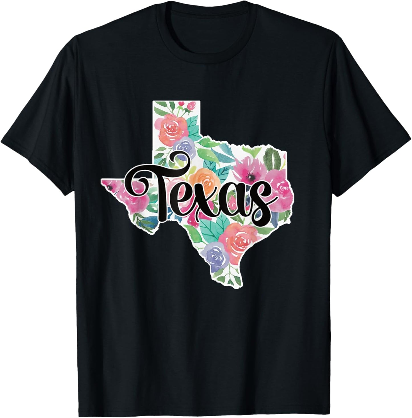 Texas Home State Pride Floral Vintage Texas Retro Flowers T-Shirt - T-Shirt | Black