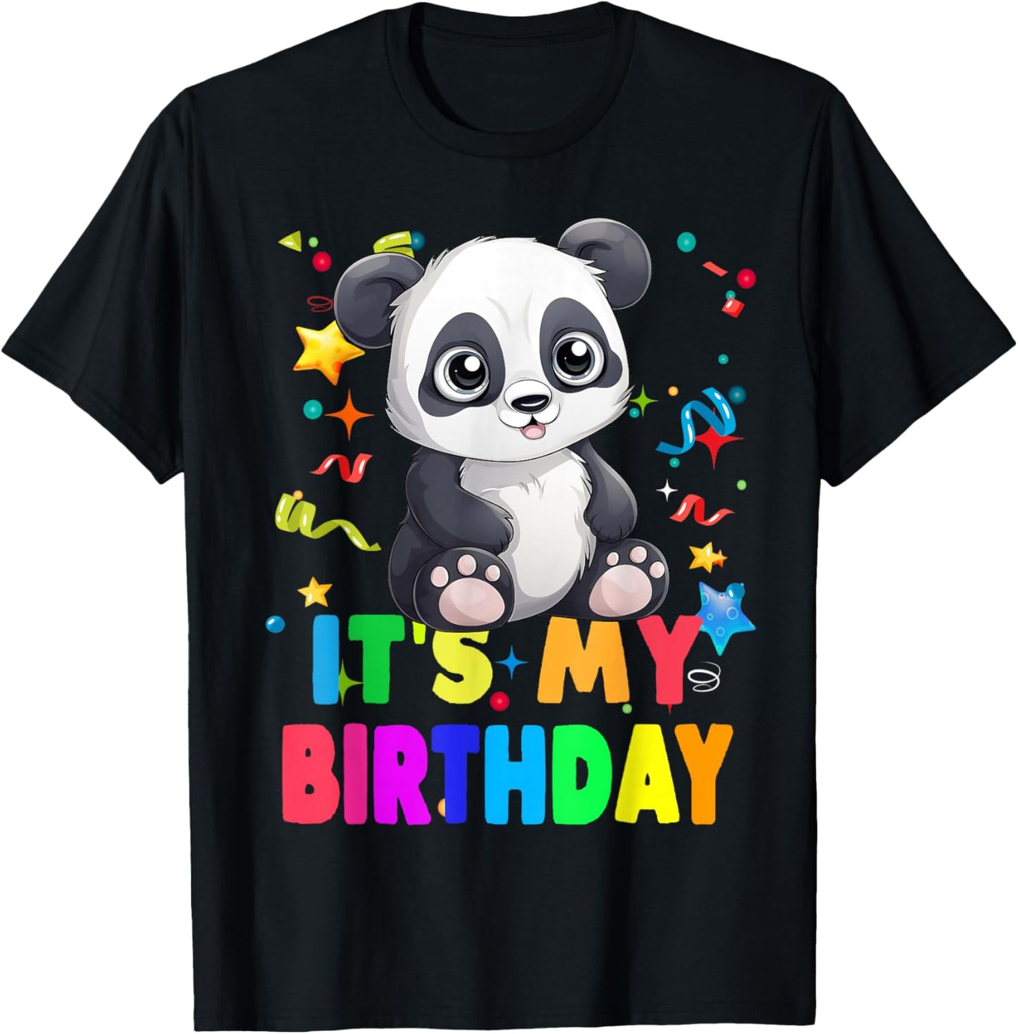 Its My Birthday Cute Panda Birthday Party Panda T-Shirt - T-Shirt | Black