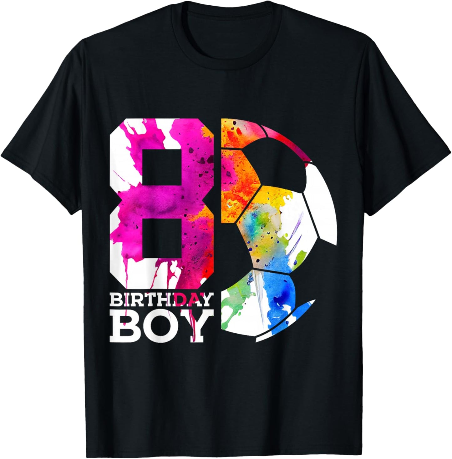 8 Birthday Boy Soccer 8th Birthday T-Shirt - T-Shirt | Black