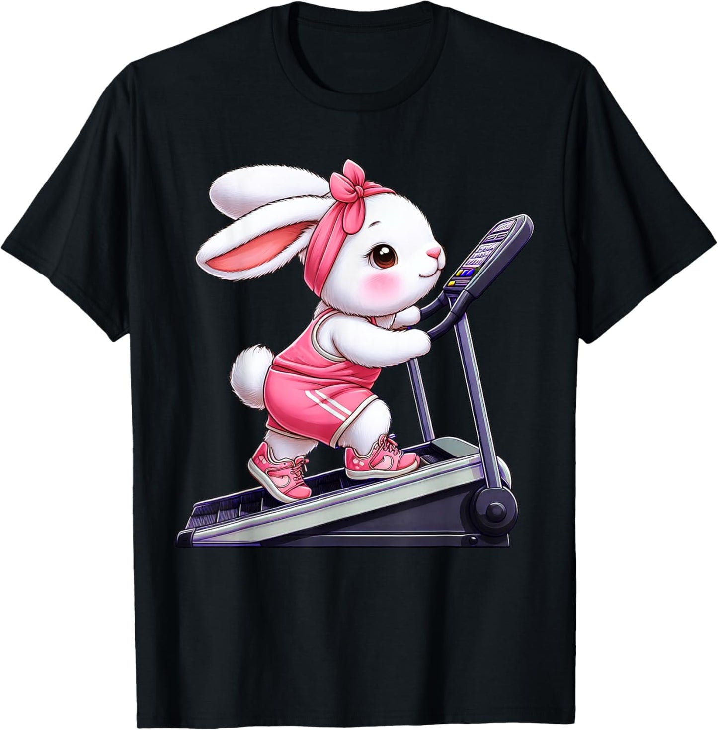 Easter Bunny on Stair Climber Gym Fitness Workout Training T-Shirt - T-Shirt | Black