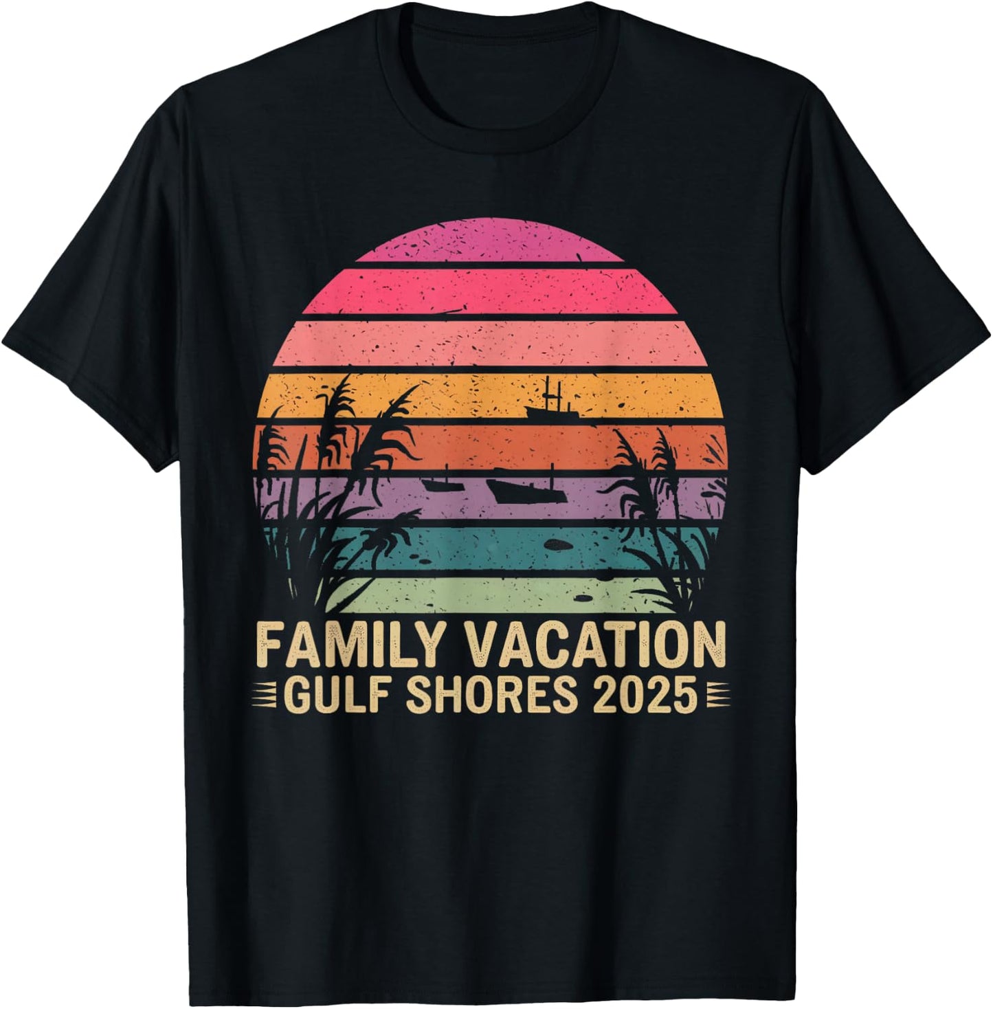 Family Vacation Gulf Shores 2025 Alabama Vacation 2025 T-Shirt - T-Shirt | Black