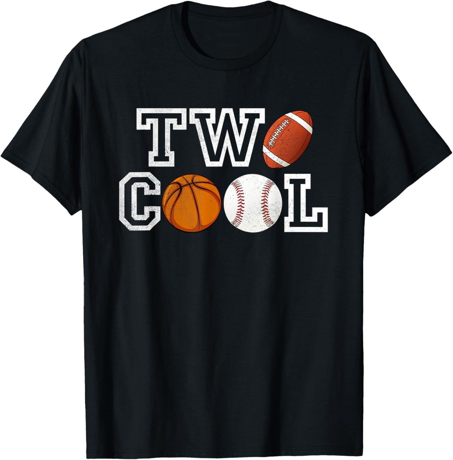 Two Cool Shirt For Toddler Birthday Boy Football Basketball T-Shirt - T-Shirt | Black