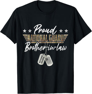 Proud National Guard Brother-In-Law US National Guard Family T-Shirt - T-Shirt | Black