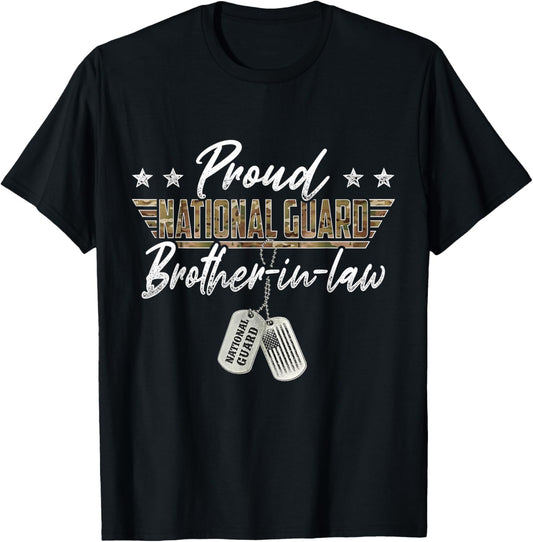 Proud National Guard Brother-In-Law US National Guard Family T-Shirt - T-Shirt | Black