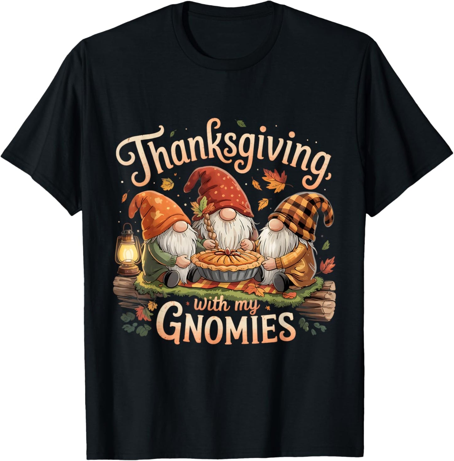 Thanksgiving with My Gnomies Fall Autumn Gnome Family T-Shirt - T-Shirt | Black
