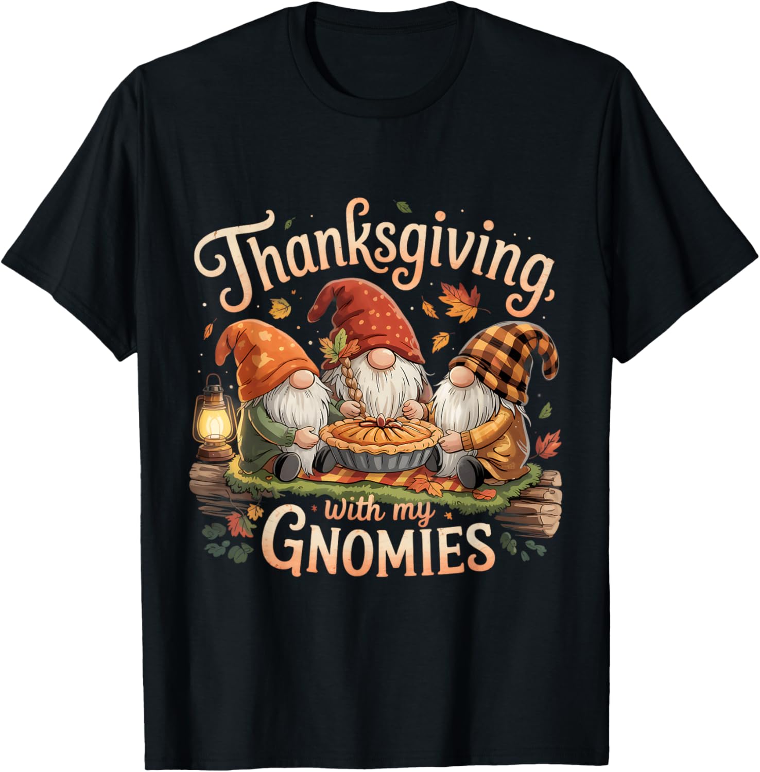 Thanksgiving with My Gnomies Fall Autumn Gnome Family T-Shirt - T-Shirt | Black