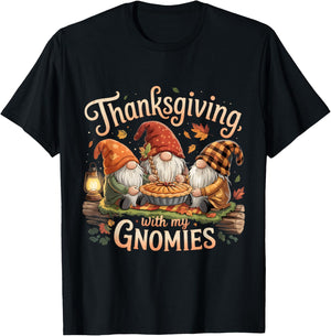 Thanksgiving with My Gnomies Fall Autumn Gnome Family T-Shirt - T-Shirt | Black