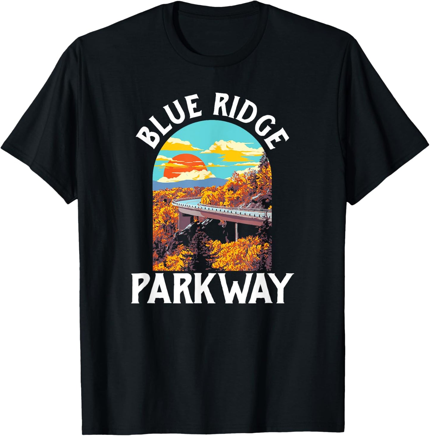 Blue Ridge Parkway Vintage Poster Style Retro 80s Graphic T-Shirt - T-Shirt | Black