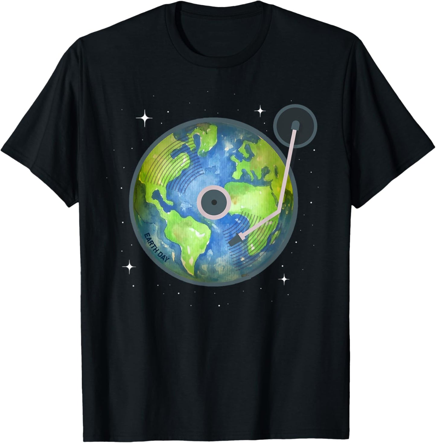 Earth Day 2023 vinyl record planet Art Save the Planet T-Shirt - T-Shirt | Black
