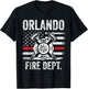 Orlando Florida Fire Department Thin Red Line Fireman T-Shirt - T-Shirt | Black