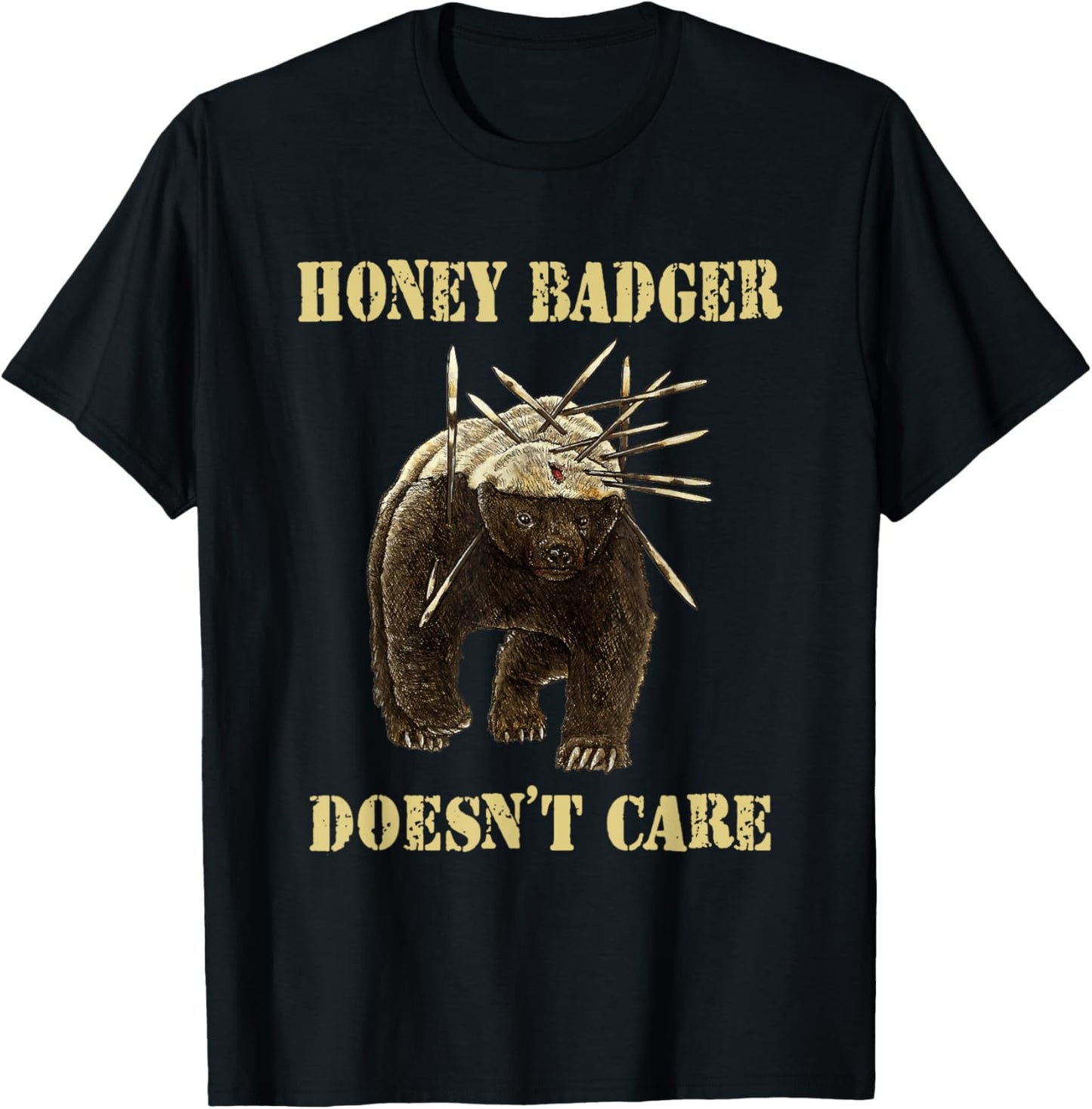 Honey Badger Adorable Animal Honey Badger Doesn't Care T-Shirt - T-Shirt | Black