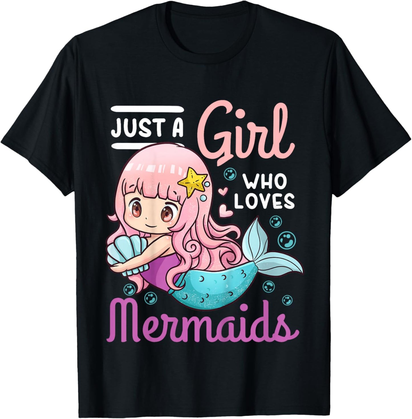 Mermaid Just a Girl Who Loves Mermaids T-Shirt - T-Shirt | Black