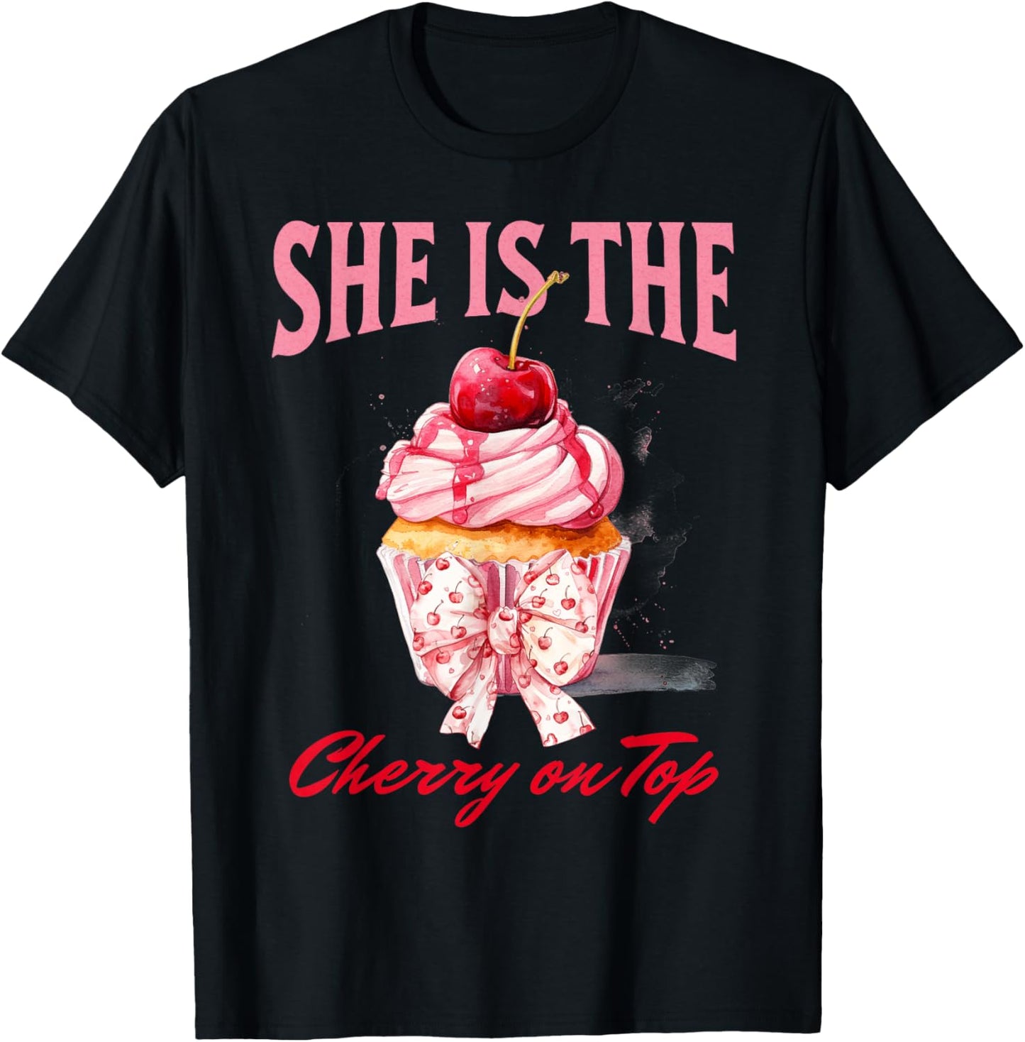 She is the Cherry on Top Pregnancy Reveal Baby Announcement T-Shirt - T-Shirt | Black