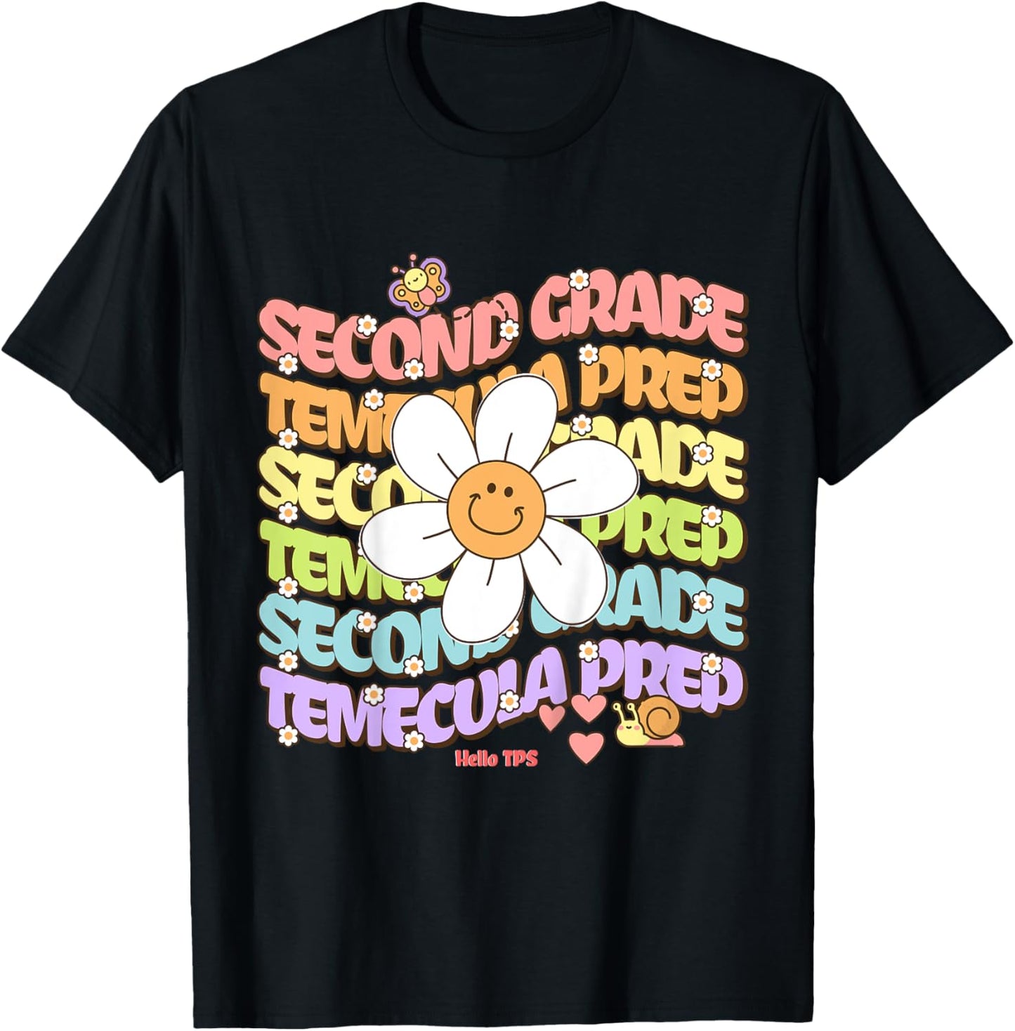 Temecula Preparatory School Second Grade Groovy Spirit TPS T-Shirt - T-Shirt | Black