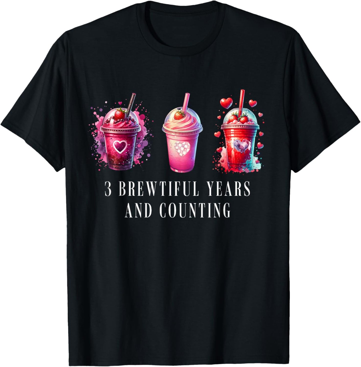 3 Year Work Anniversary Workiversary Frappe Funny 3rd Year T-Shirt - T-Shirt | Black