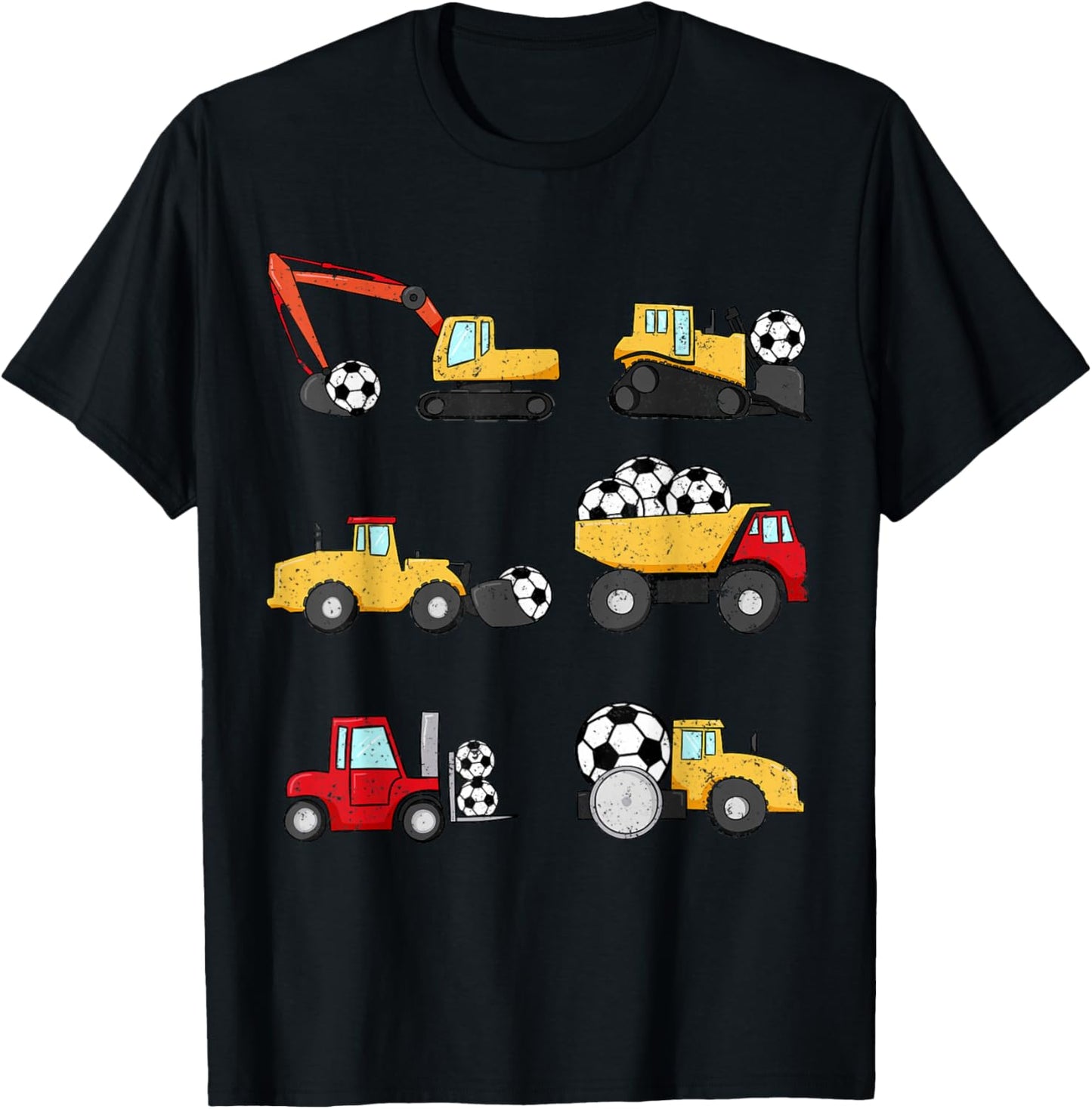 Soccer Ball Soccer Construction Trucks Toddler Boys Kids T-Shirt - T-Shirt | Black