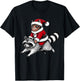 Santa Cat Riding A Raccoon Christmas Men Women Kids T-Shirt - T-Shirt | Black