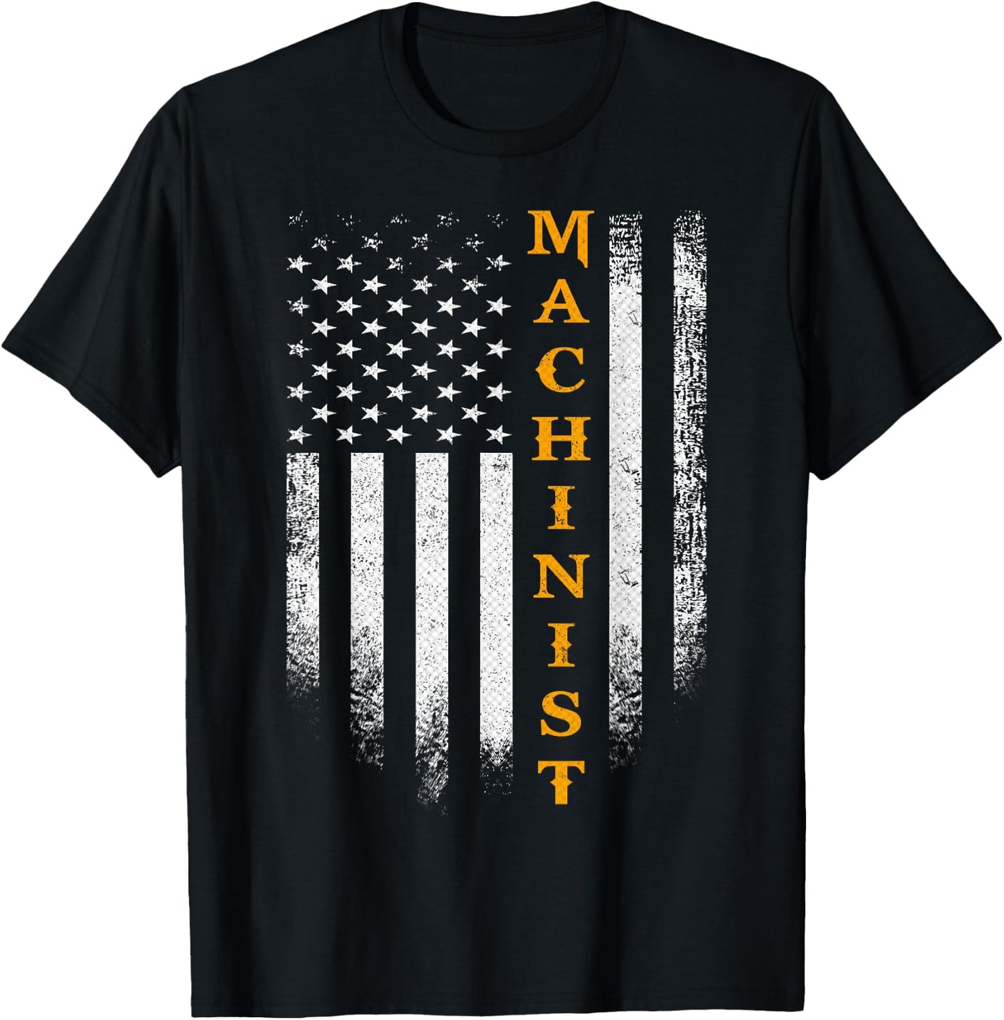 Vintage USA Machinist Engineer American Flag Machinist Funny T-Shirt - T-Shirt | Black