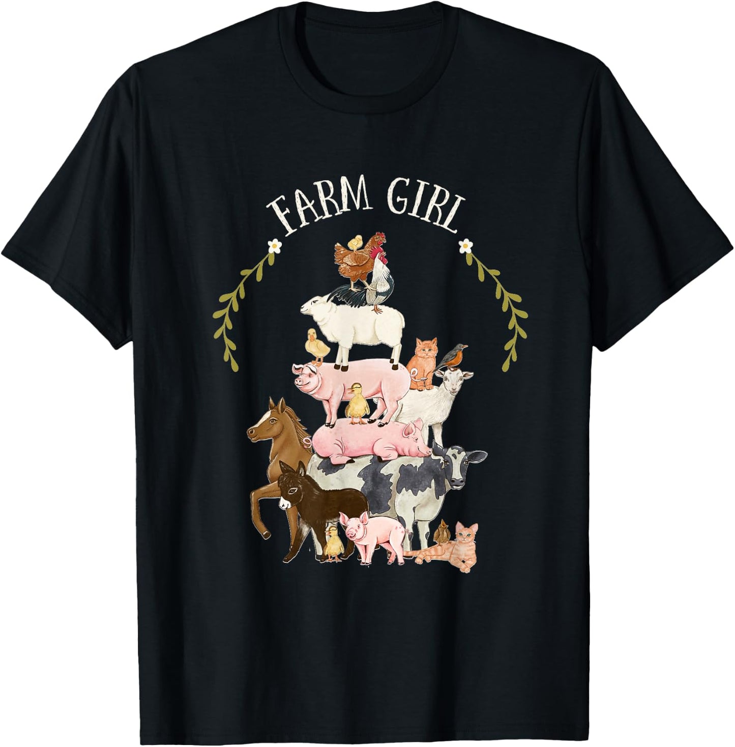 Farm Animal Friends Farm Girl Country Lover Farm Family T-Shirt - T-Shirt | Black
