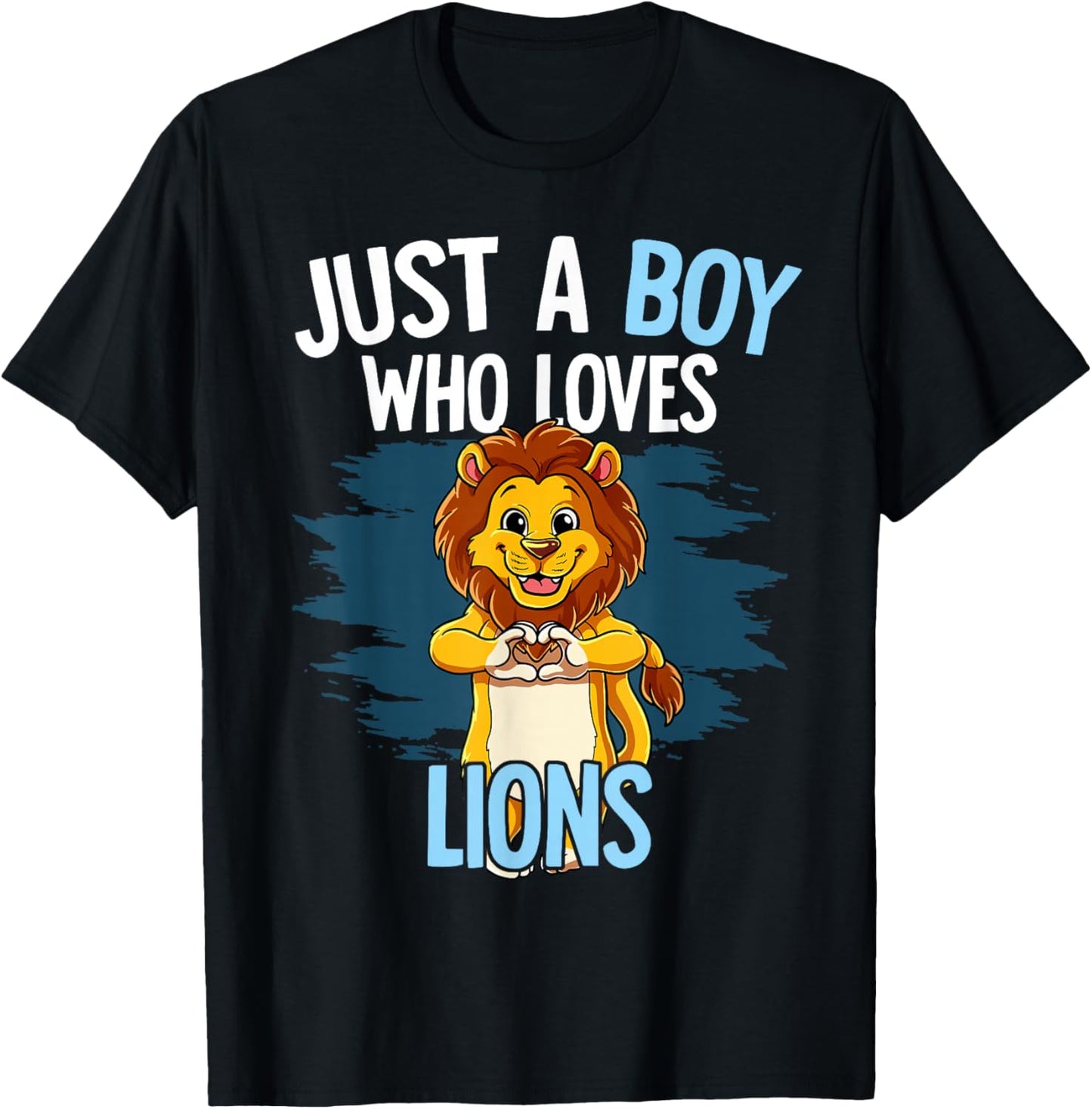 Just A Boy Who Loves Lions Lion T-Shirt - T-Shirt | Black