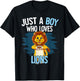 Just A Boy Who Loves Lions Lion T-Shirt - T-Shirt | Black