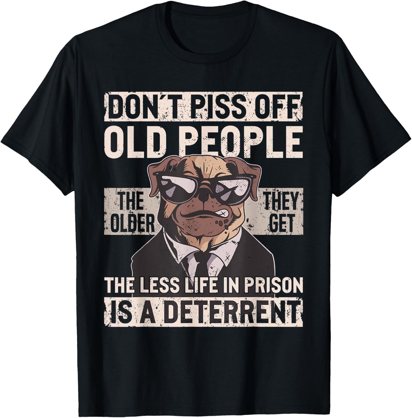 Don´t Piss Off Old People Funny Birthday Dog Graphic Women T-Shirt - T-Shirt | Black