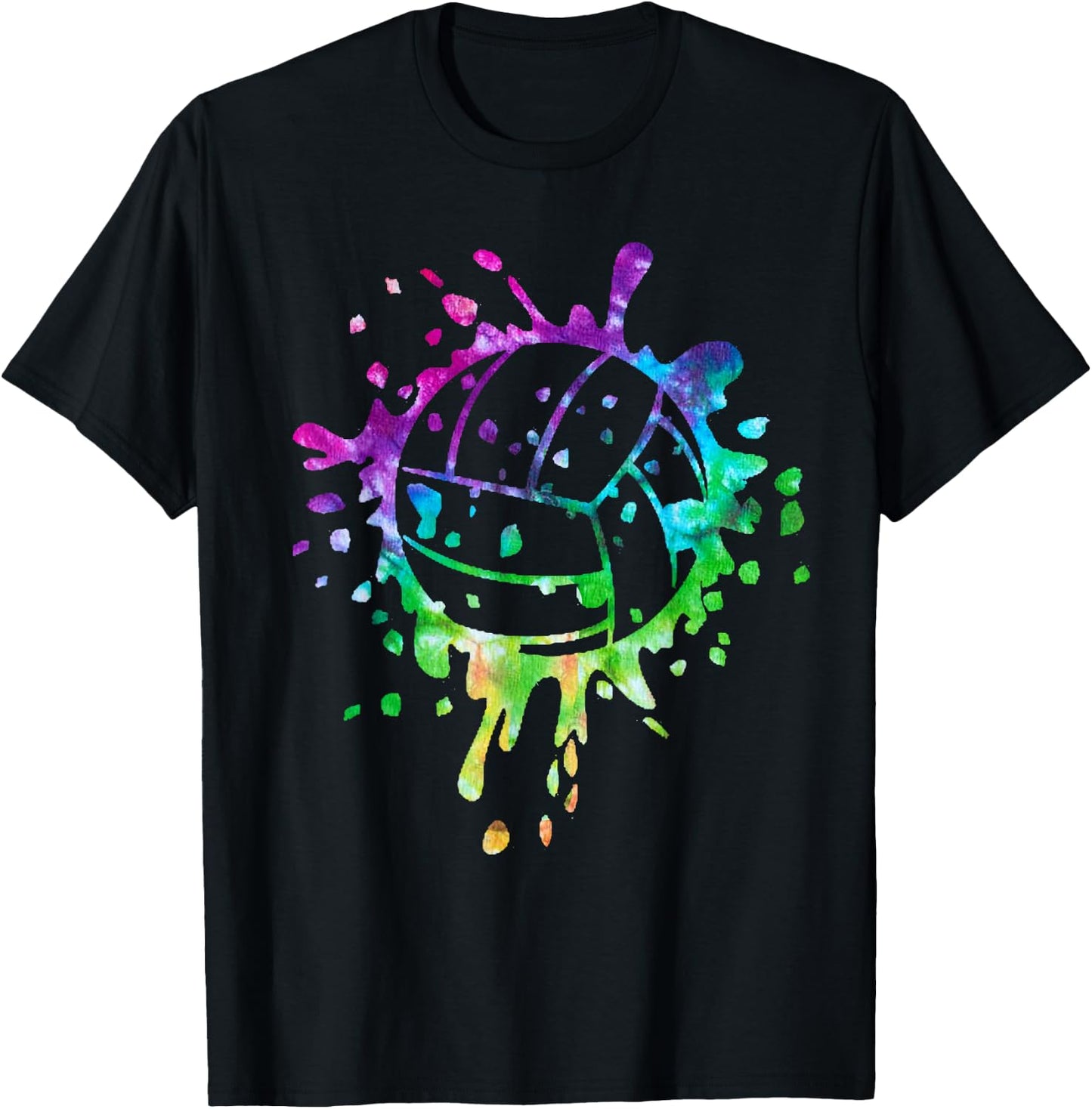 Volleyball Tie Dye Girls Distressed Ball T-Shirt - T-Shirt | Black