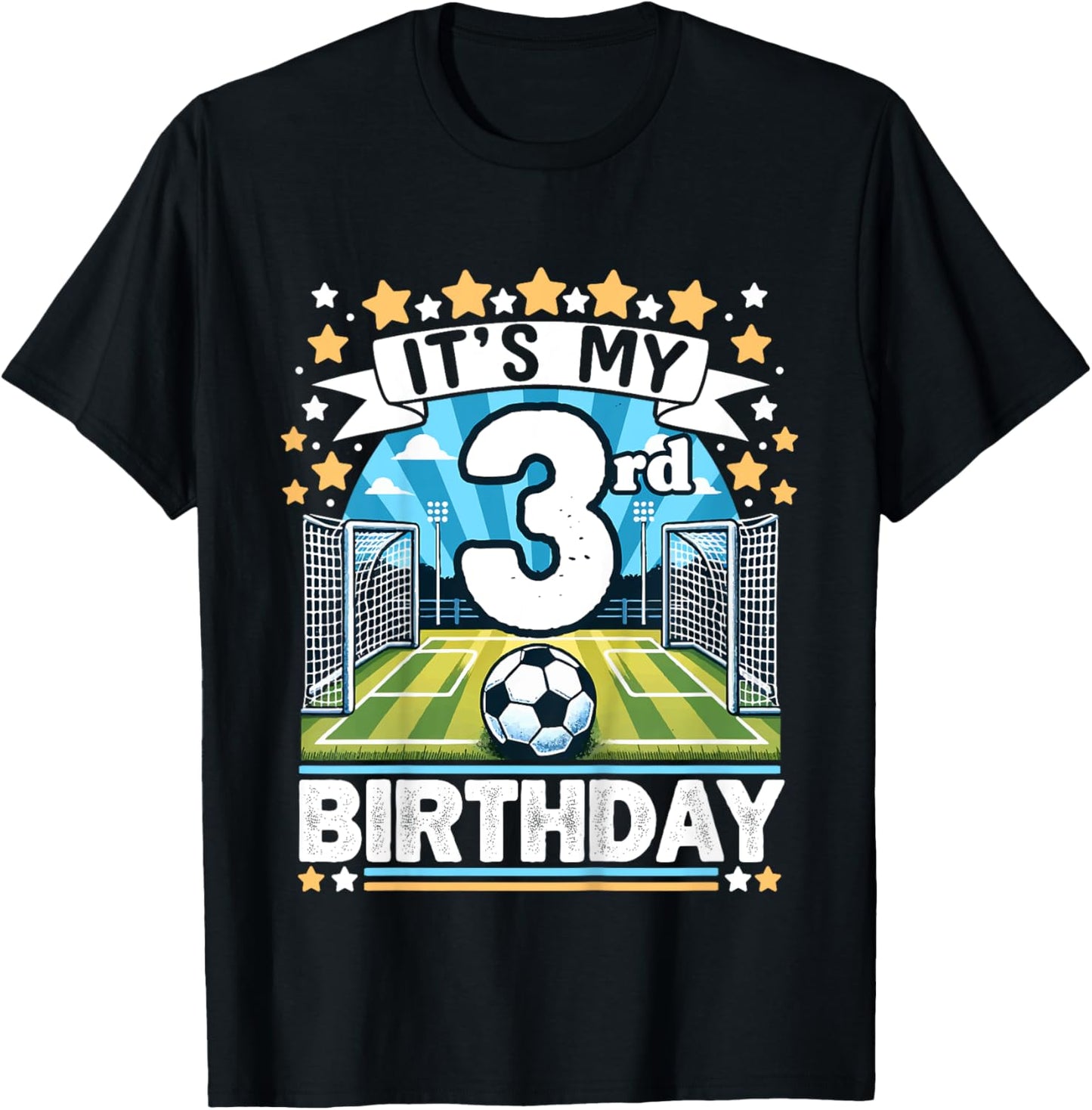 Kids It's My 3rd Birthday Soccer Football 3 Years Old Boy Player T-Shirt - T-Shirt | Black