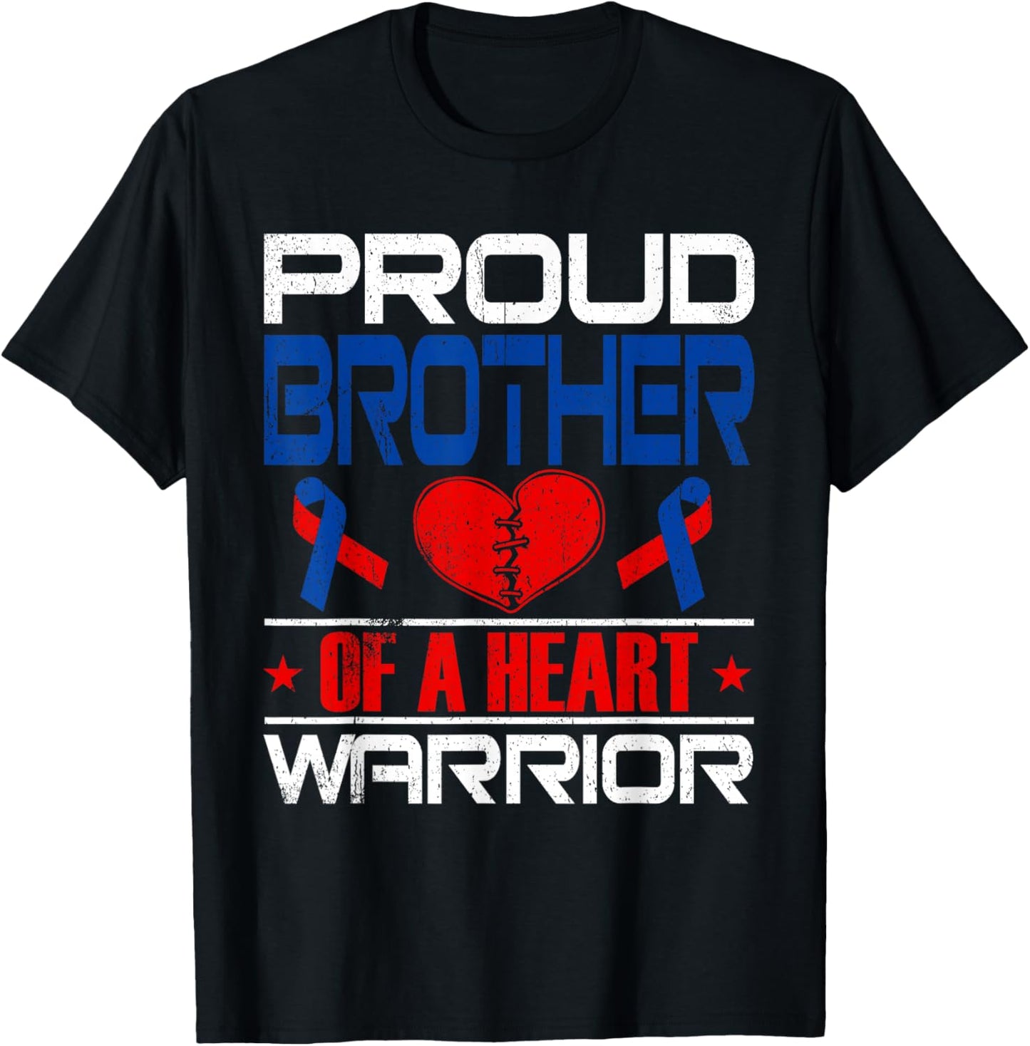 Brother Of A Heart Warrior Congenital Heart Defect Awareness T-Shirt - T-Shirt | Black