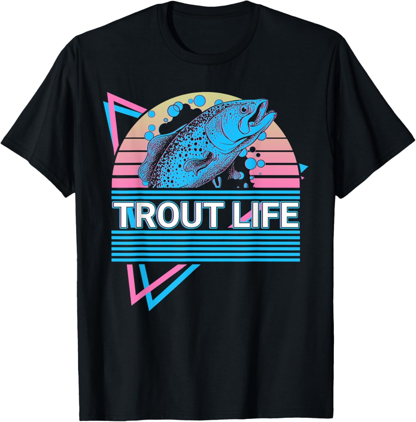 Funny Fishing Retro Trout Life T-Shirt - T-Shirt | Black