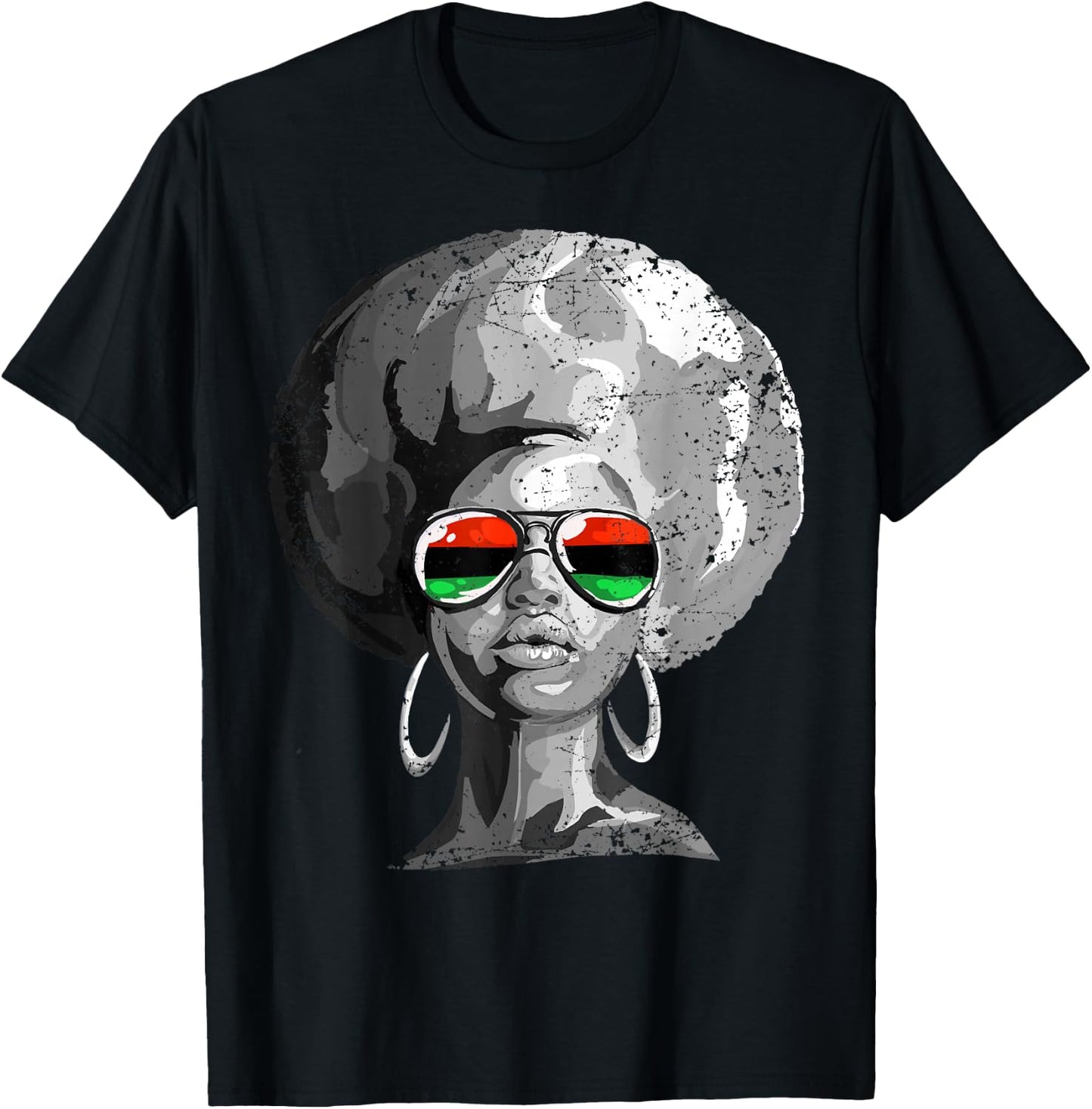 Black Queen Afro Woman Face T-Shirt - T-Shirt | Black