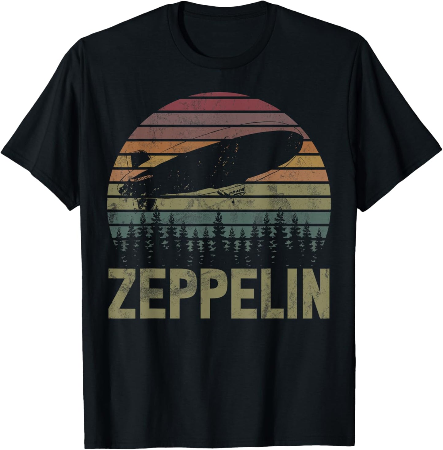 Retro Zeppelin 70s 80s Dirigible Airship Zepelin Zepplin T-Shirt - T-Shirt | Black