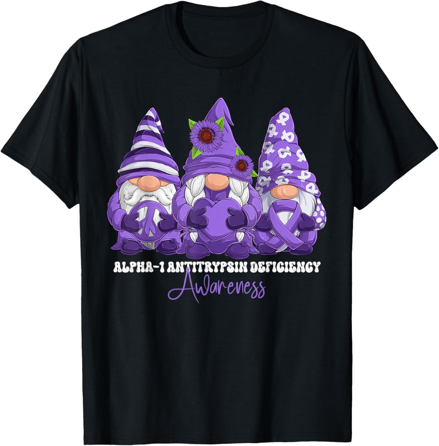 Alpha-1 Antitrypsin Deficiency Awareness Month Purple Ribbon T-Shirt - T-Shirt | Black
