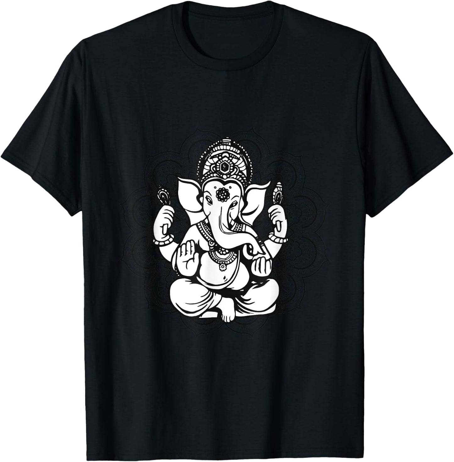Yoga Mandala Elephant Ganesha Tribal Ornaments Chakra Hindu T-Shirt - T-Shirt | Black