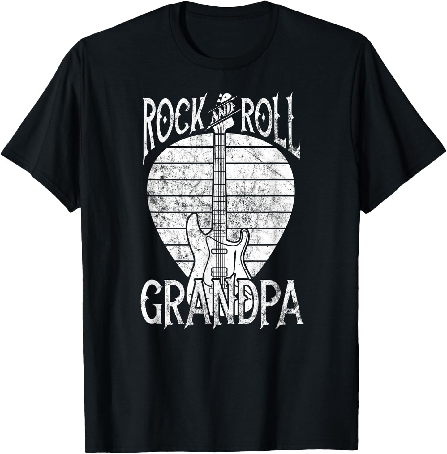 Rock n Roll Grandpa Vintage Guitar Player Gift T-Shirt - T-Shirt | Black