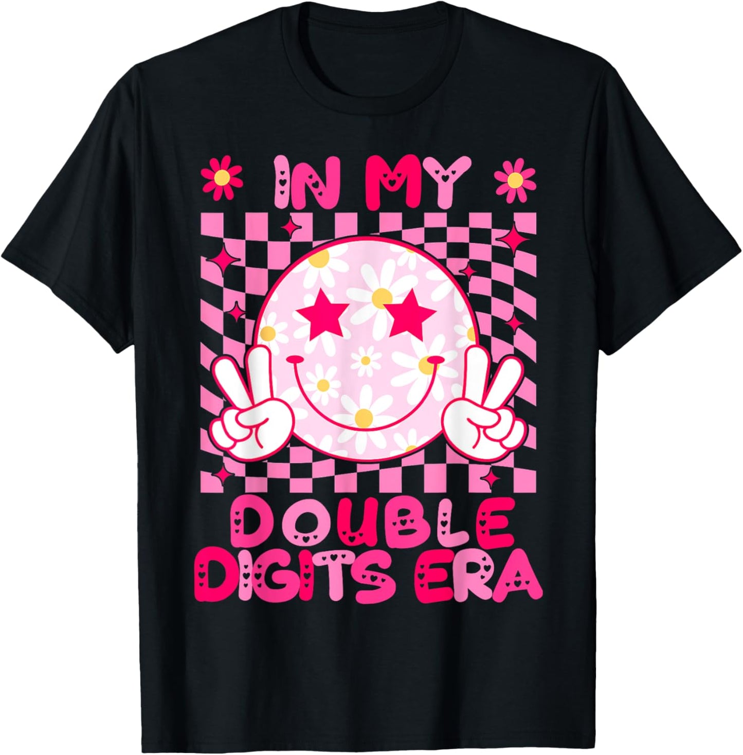 In My Double Digits Era Retro 10 Year Old 10th Birthday Girl T-Shirt - T-Shirt | Black
