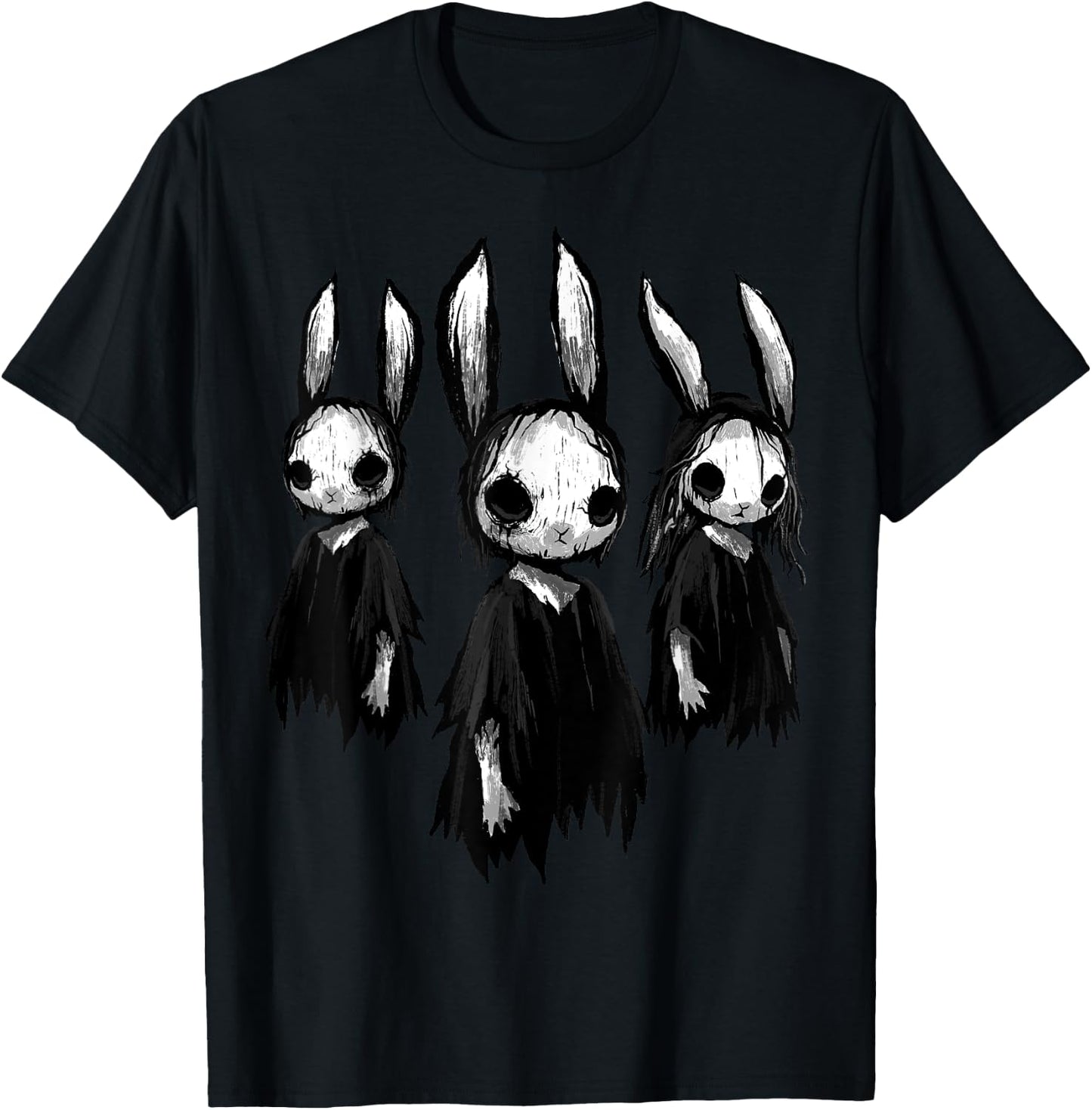 Gothic Shirt Creepy Bunny Goth Rabbit Evil Bunnies Weirdcore T-Shirt - T-Shirt | Black