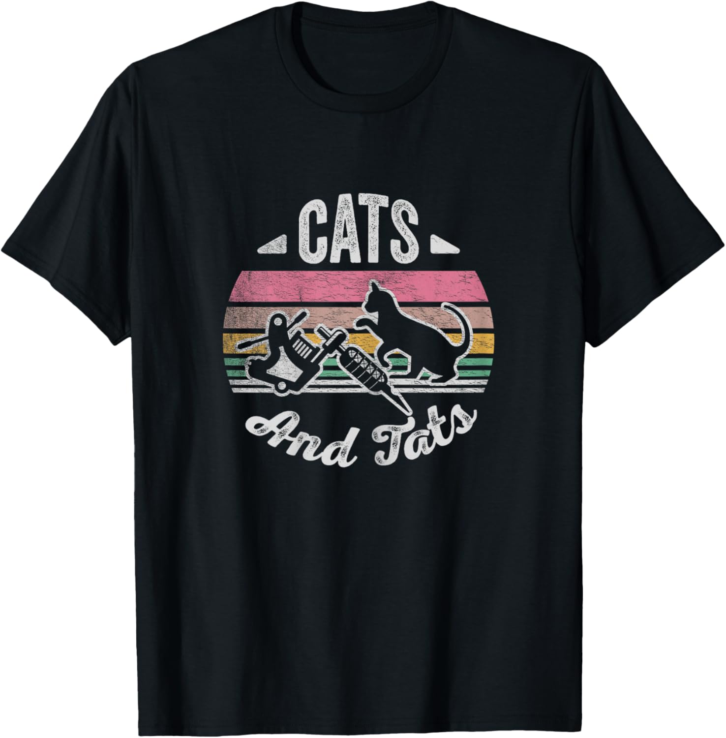 Vintage Cats And Tats Shirt Cat Tattoo Lover Cats & Tats Women T-Shirt - T-Shirt | Black