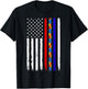 Thin Red Blue Line Police Firefighter Autism Awareness Gifts T-Shirt - T-Shirt | Black