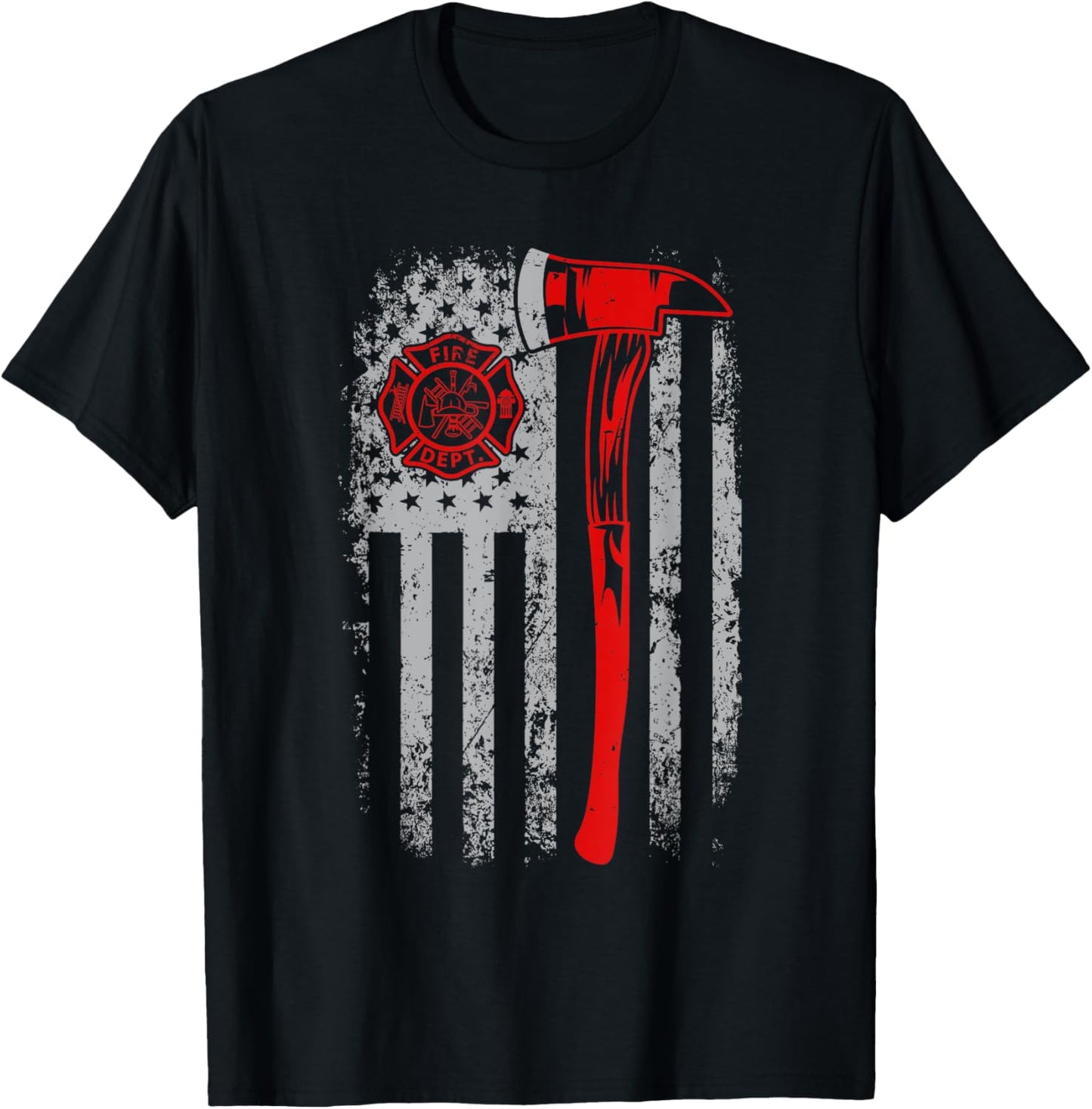 American Flag Firefighter For Fireman Patriotic Fire Fighter T-Shirt - T-Shirt | Black