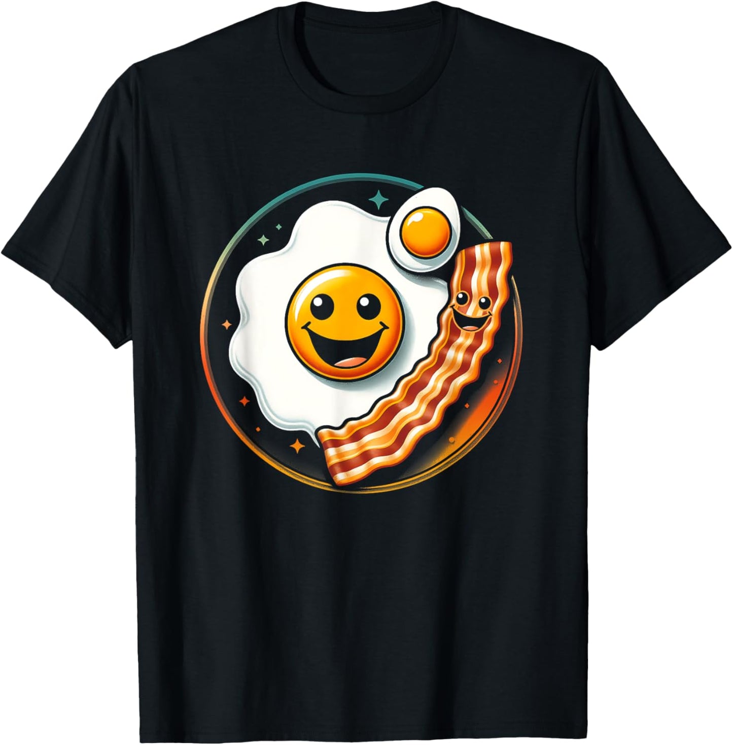 Egg and Bacon Smile Face Funny Breakfast Food Lover Meme T-Shirt - T-Shirt | Black