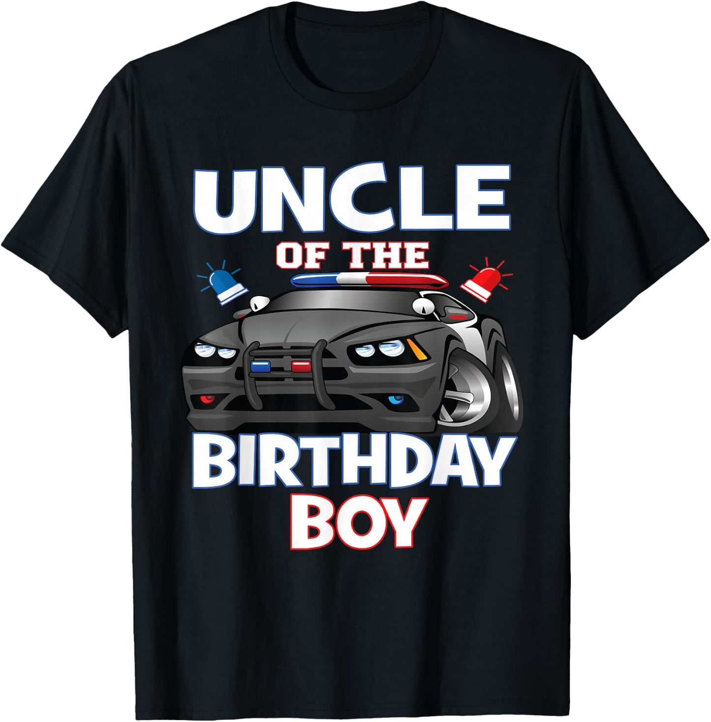Uncle Of The Birthday Boy Policeman Officer Party T-Shirt - T-Shirt | Black
