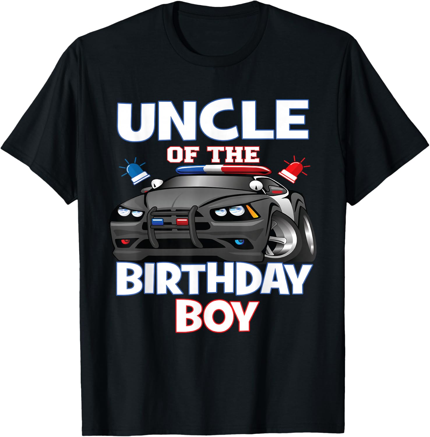 Uncle Of The Birthday Boy Policeman Officer Party T-Shirt - T-Shirt | Black