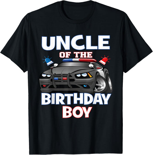 Uncle Of The Birthday Boy Policeman Officer Party T-Shirt - T-Shirt | Black