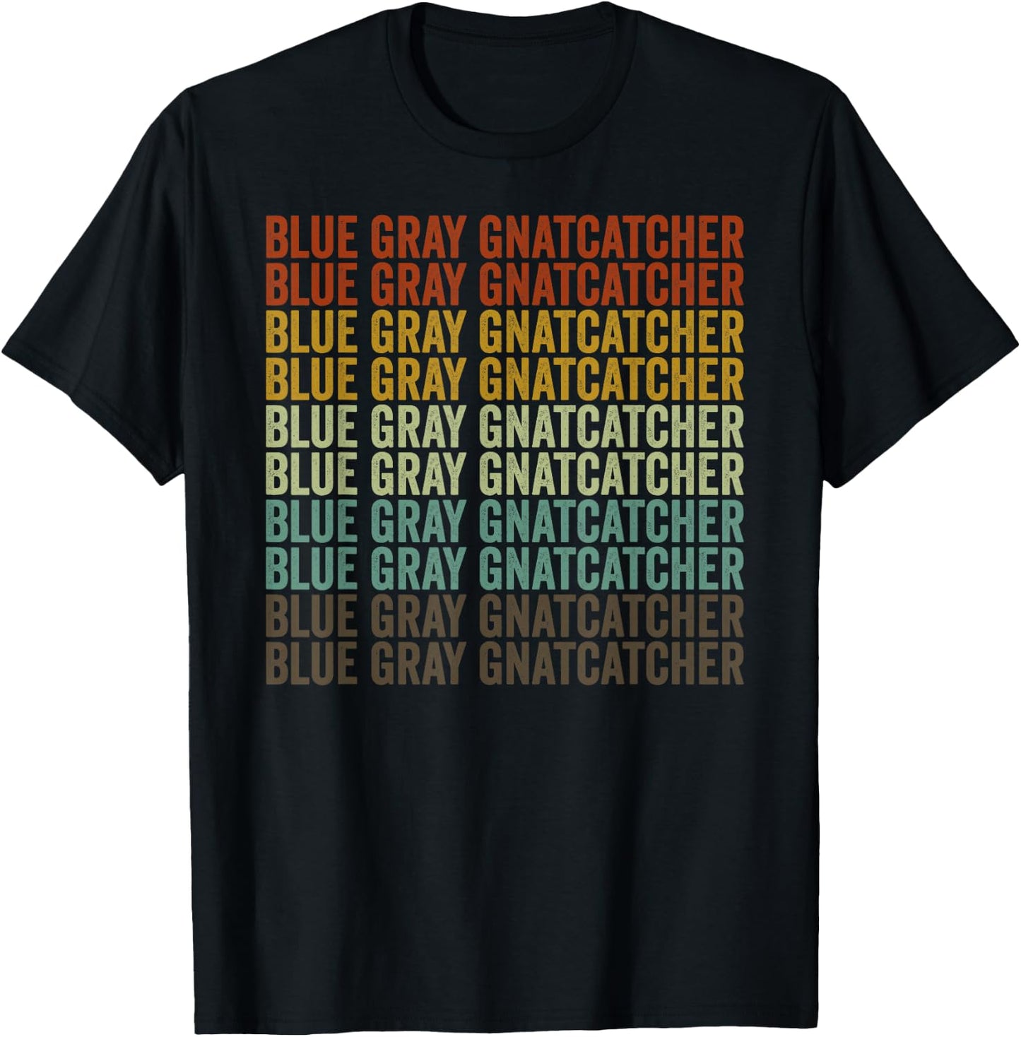 Blue Gray Gnatcatcher Retro T-Shirt - T-Shirt | Black