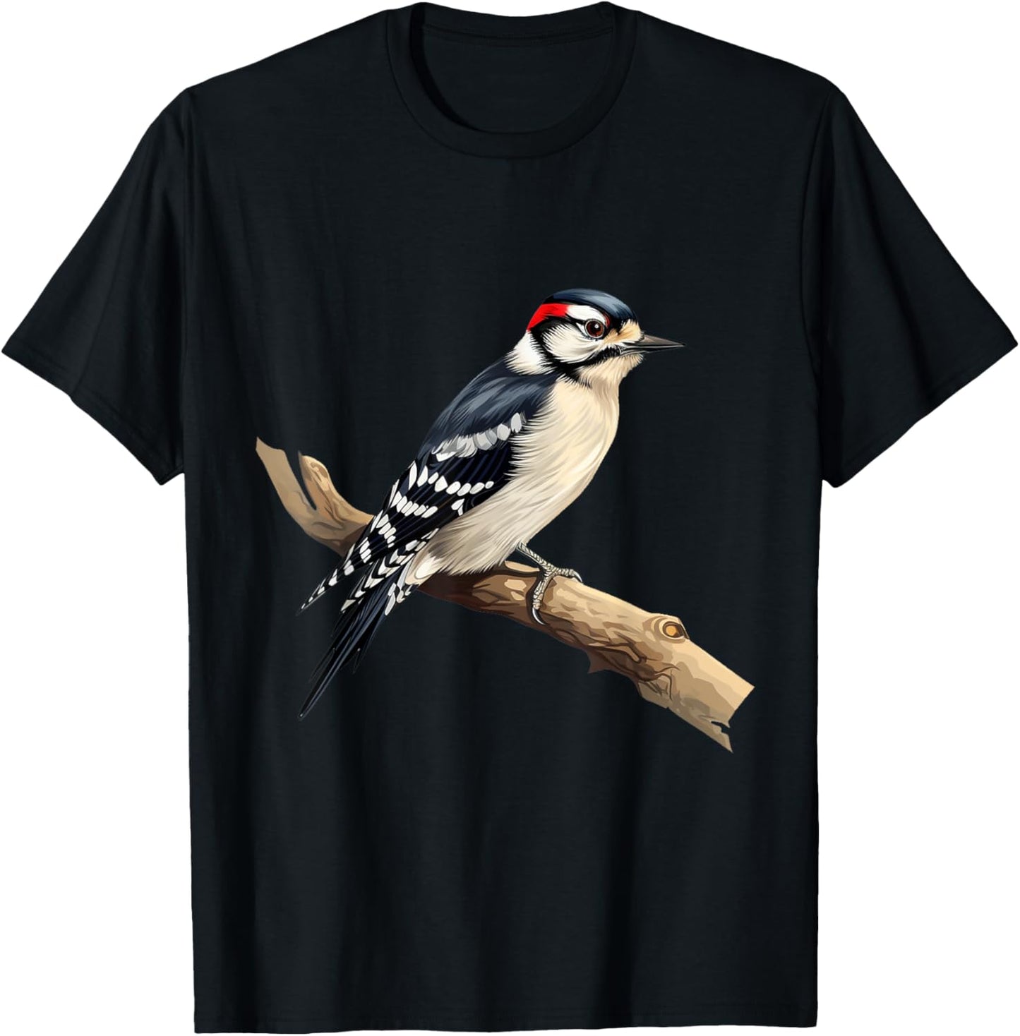 I Like Birds Apparel Downy Woodpecker Bird Lover - -Adults, Kids - Black - Short Sleeve - Classic Fit - Medium - US Size 6 T-Shirt - T-Shirt | Black