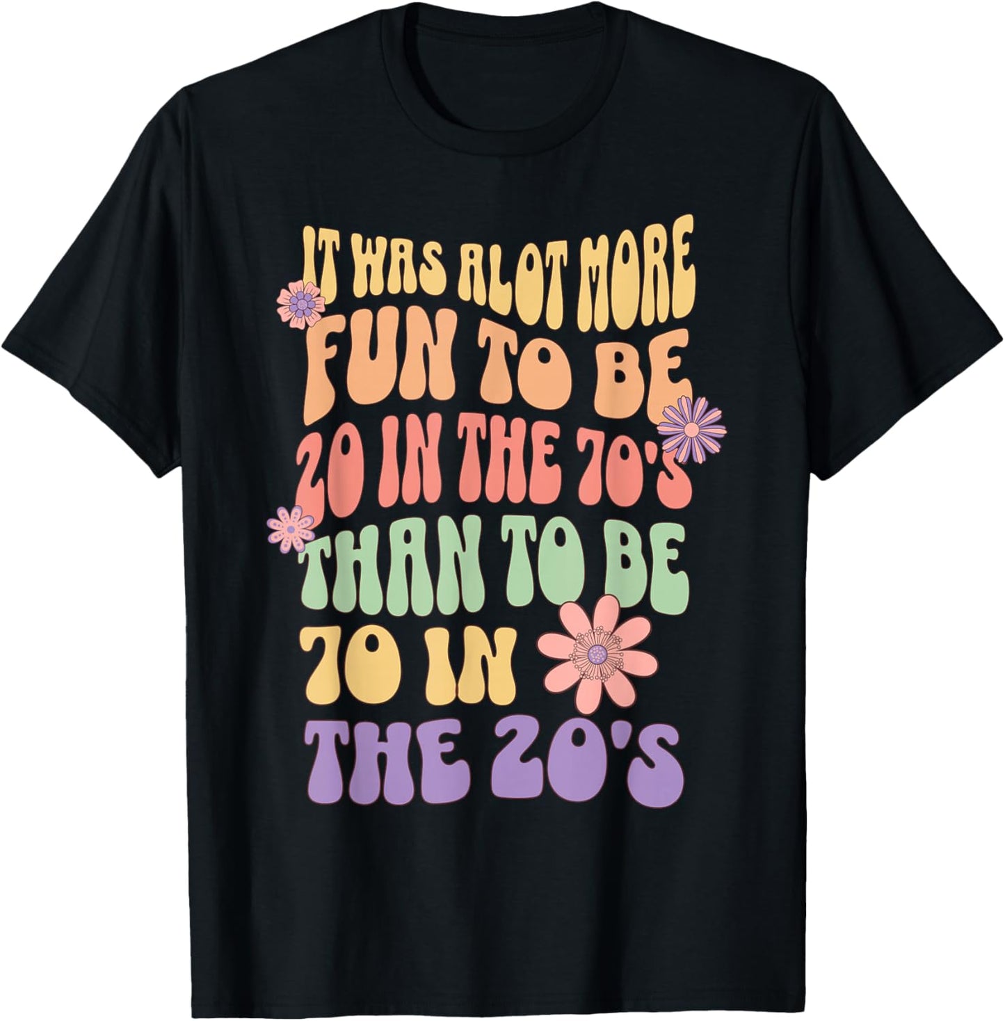 Happy 70th Birthday Funny Retirement 70's Living in The 20's T-Shirt - T-Shirt | Black