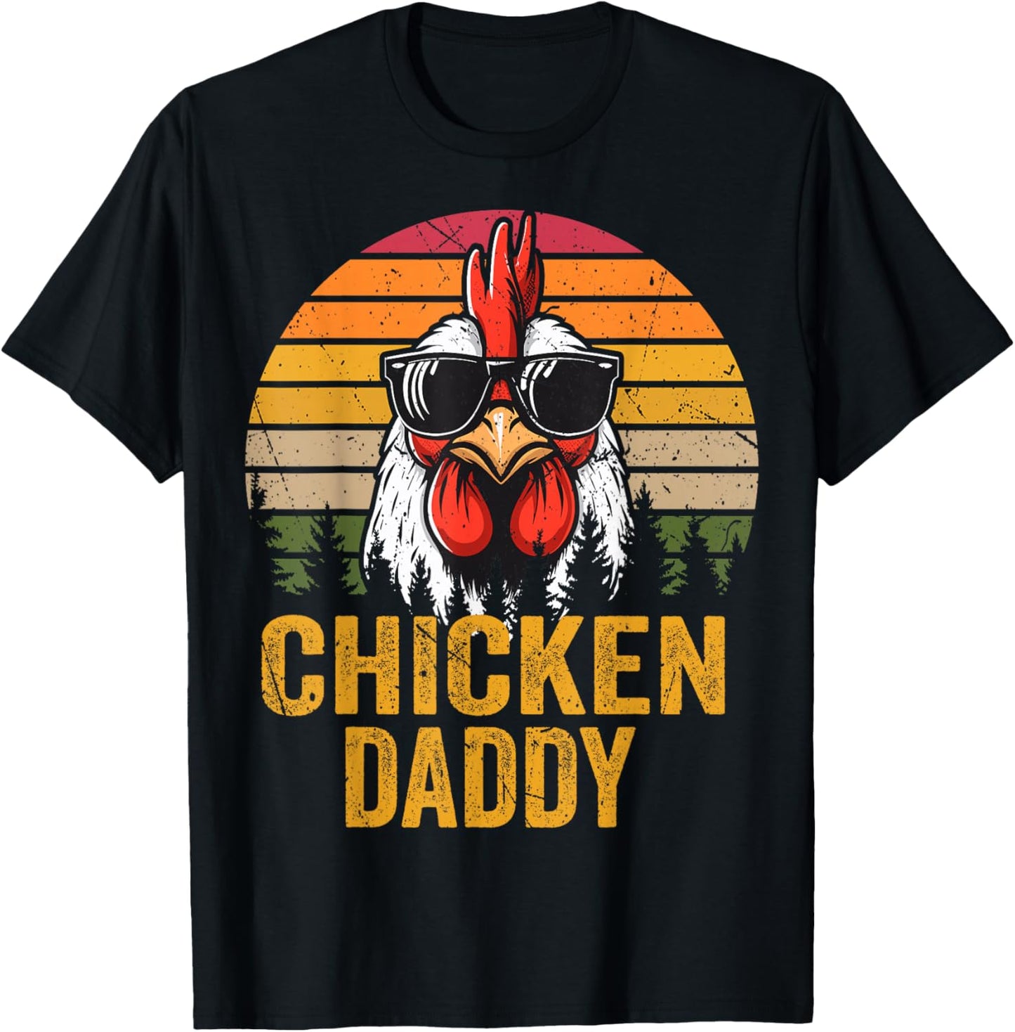 Chicken Daddy Vintage Rooster For Dad Farmer Fathers Day Men T-Shirt - T-Shirt | Black